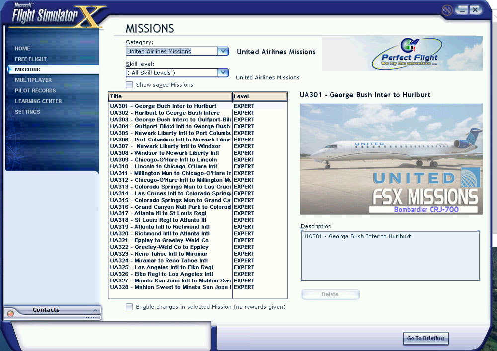 Perfect Flight - FSX Missions - United CRJ-700